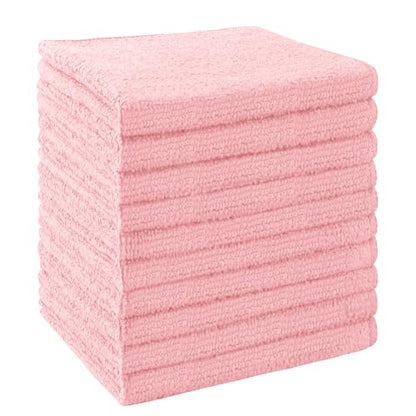UNIMADE Washcloths Bulk - 10 Pack - Face Towels (12" x 12"), Highly Soft Wash Cloths and Hand Towels, Fast Drying Multi-Purpose Microfiber Cleansing Cloths for Bathroom, Hotel, Spa, and Salon - Pink - color: Pink, size: 10Pack