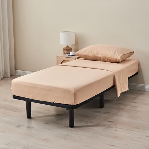 Kingnex 30x75x9 RV Bunk Sheets Set for Narrow Twin Bed Soft Brushed 1800 Microfiber 3 Piece Bedding Set Includes 1 Cot Size Fitted Sheet 1 Flat Sheet 1 Pillowcase Cot Beige - color: Beige, size: Cot 30x75 RV Bunk Set