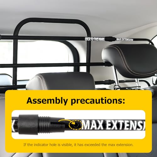 Universal Fit Dog Barrier for SUV,Sedan,Truck,Front/Back Seat,Elastic 5 Ropes&Steel Hooks Firmly Fixed,42.5"–62"Width Adjustable,Dog Car Barrier Follow the Seat Movement,Durable Matte Paint - size: Adjustable