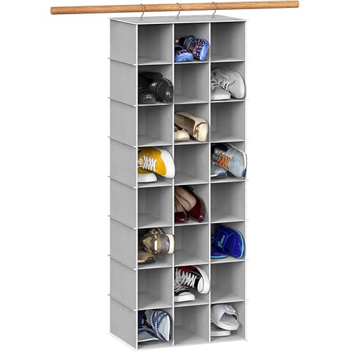 Simple Houseware 24 Section Shelves Hanging Shoes Organizer Holder for Closet, Gray - color: Grey