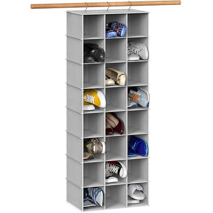Simple Houseware 24 Section Shelves Hanging Shoes Organizer Holder for Closet, Gray - color: Grey