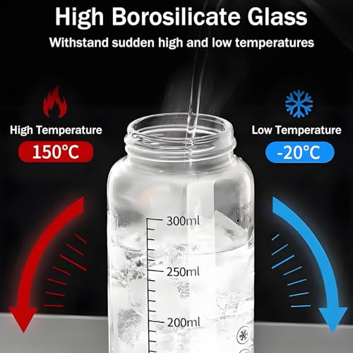 Salt and Pepper Shaker Set, High Borosilicate Glass, Best Stainless Steel Lids，Silicone Inner Cover Easy Adjustable Coarseness,10oz