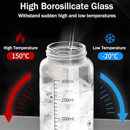 Salt and Pepper Shaker Set, High Borosilicate Glass, Best Stainless Steel Lids，Silicone Inner Cover Easy Adjustable Coarseness,10oz