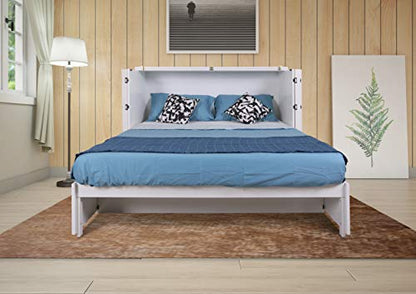 Daily Delight Murphy Cabinet Chest Bed with Charging Station & 6" Memory Foam Mattress, Queen (White) - color: White