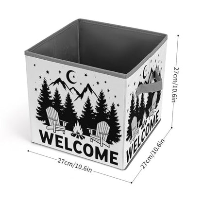 Welcome To Camping Foldable Storage Box with Handle Organizer Containers for Home Office Clothes Office Supplies - color: style