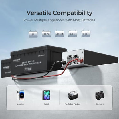 Renogy Inverter PUH, 3000W Pure Sine Wave Power Inverter with UPS Transfer Switch & Bluetooth, 12V DC to 120V AC Converter for RV, Truck, Home,Camping - 6000W Surge Power, Remote Monitoring - size: 3000W(Built-in BT & ATS)