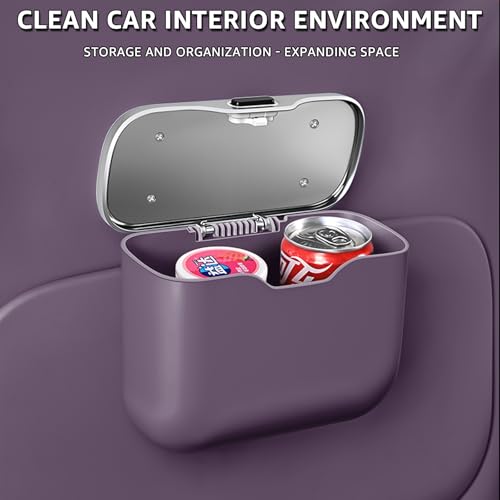 HOLDCY Car Trash Can, Waterproof Multi‑Functional Auto Trash Bin for Door/Console/Seat Back, Universal Vehicle Garbage Can for Car/Truck/SUV Drivers (Purple) - color: Purple