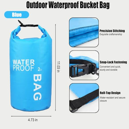 Waterproof Dry Bag 2L, Lightweight Roll-Top Sack for Kayaking Swimming Camping and Beach, Compact & Water-Resistant Outdoor Essential (Blue) - color: Blue