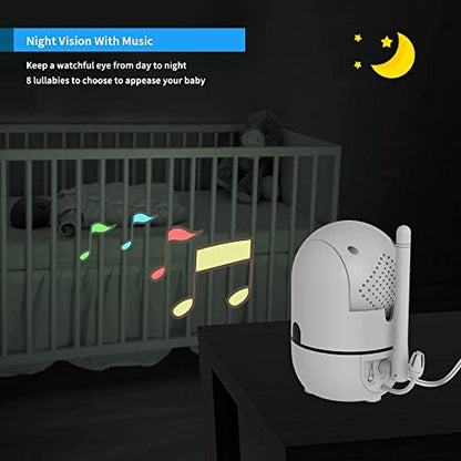 HelloBaby HB6550 5" Baby Monitor 3 Cameras, 26-Hour Battery, Pan-Tilt-Zoom,1000ft Range Video Audio Baby Monitor No WiFi, ECO, Night Vision, 2-Way Talk, 8 Lullabies and Temperature, Ideal Gifts - size: 3 Cams-HB6550
