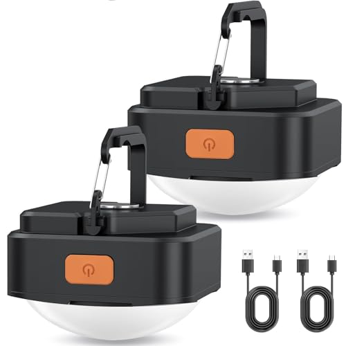 Rechargeable Camping Lights FLY2SKY Black Tent Lights Mini Flashlight Portable LED Camping Lantern Survival Gear Camping Accessories for Hiking Backpacking Fishing Hurricane Emergency Outage - color: 2PC Black