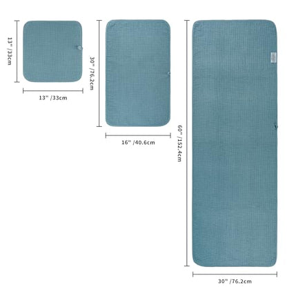 POLYTE 430 GSM Microfiber Quick Dry Lint Free Oversize Bath Towel Set, 6 Piece (Waffle Weave) - color: Green