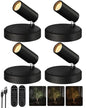 EZVALO Spotlights Indoor with Remote, 5500mAh Rechargeable Picture Lights, Wireless LED Uplighting with Timer & Dimmable, 3-CCT, Mini Plant Spot Lights for Painting, Artwork (4-Pack-Black) - color: Black