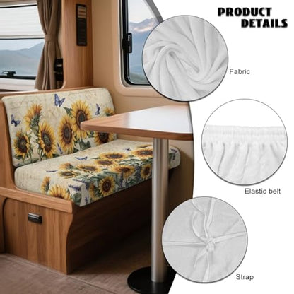 Butterfly Sunflower Pattern 2 Pack RV Dinette Cushion Covers Breathable Camper Cushion Slipcover Replacement Non-Slip Furniture Protector for RV Camper Car Bench - color: Butterfly Sunflower
