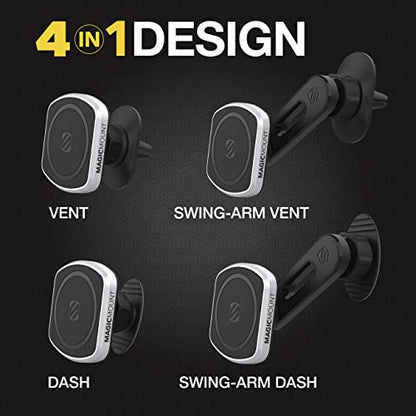 Scosche MP2ODVM-XTSP MagicMount Pro2 Dash/Vent/Window 4-in-1 Magnetic Cell Phone Holder Car Mount Kit Compatible with MagSafe, iPhones, Galaxy, Pixel & All Smartphones - style: Dash / Vent w/ Swingarm