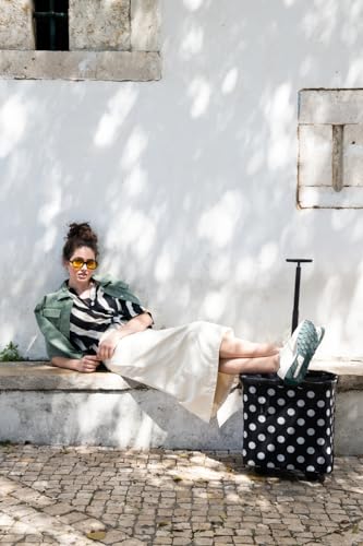 reisenthel carrycruiser dots White - Portable Shopping Trolley with Sturdy Aluminum Frame, Shoulder Strap and Removable mesh Inner Bag -Water-Repellent - color: Dots White
