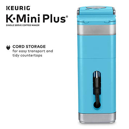 Keurig K-Mini Plus Single Serve K-Cup Pod Coffee Maker, with 6 to 12oz Brew Size, Stores up to 9 K-Cup Pods, Travel Mug Friendly, Cool Aqua - color: Cool Aqua