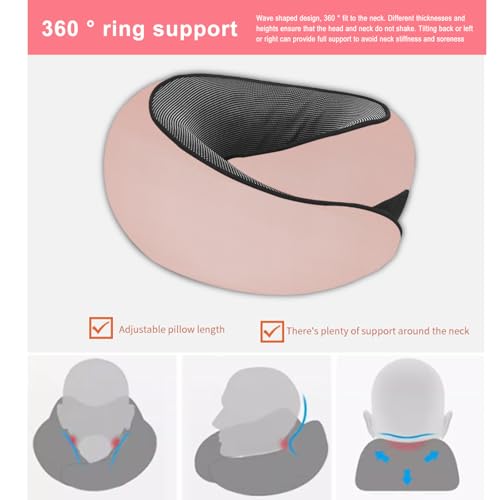 Cloud Sleep Travel Pillow｜360° Adjustable Neck Pillow for Airplane & Office｜NASA Memory Foam｜Free Eye Mask & Earplugs (Pink) - color: Pink