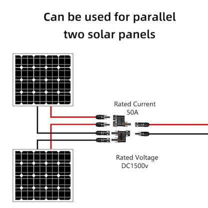 Solar Branch Connector IP68, 1500V FMM+MFF, Y Branch Adapter for Parallel Connection Between Solar Panels, 1 Pairs (2 to 1) - size: 2to1 Branch Connector