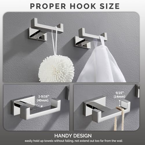 Angle Simple Double Towel Hooks, SUS 304 Stainless Steel Robe Coat Wall Hooks for Bathroom, Polished Chrome, 2 Pack - color: Polished Chrome, size: 2 Pack