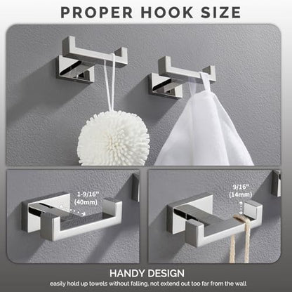 Angle Simple Double Towel Hooks, SUS 304 Stainless Steel Robe Coat Wall Hooks for Bathroom, Polished Chrome, 2 Pack - color: Polished Chrome, size: 2 Pack