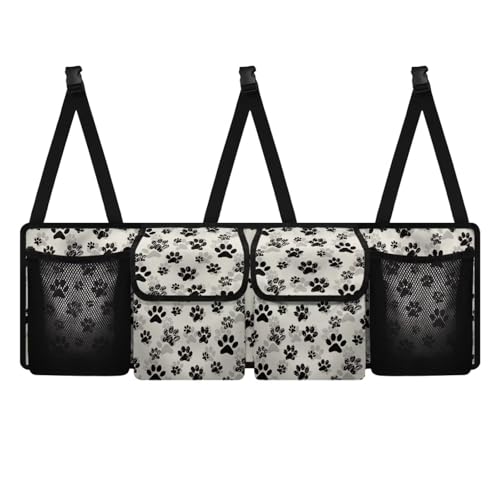 Dog Paw Print Car Trunk Organizer Foldable Auto Backseat Storage Bag with 4 Pockets Universal Hanging Auto Accessories Suitable Most Sedans SUVs Trucks Vans - color: Dog Paw Print