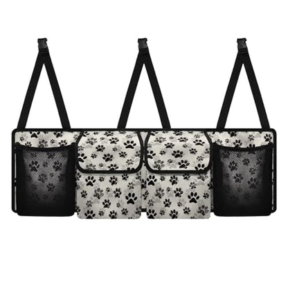 Dog Paw Print Car Trunk Organizer Foldable Auto Backseat Storage Bag with 4 Pockets Universal Hanging Auto Accessories Suitable Most Sedans SUVs Trucks Vans - color: Dog Paw Print
