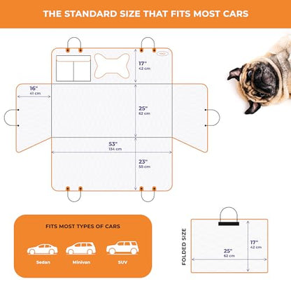 Dog Seat Cover for Back Seat | Extended Dog Car Seat Cover for Back Seat, Car Seats for Pets, Waterproof, Durable, Extra Space with Hard Bottom, Pet Seat Protector for Dogs