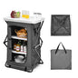 Goplus Folding Camping Storage Cabinet, Pop Up Outdoor Camping Kitchen Station with Large 3-Tier Storage Organizer, Carry Bag, Easy Set Up Portable Compact Camping Table for BBQ Picnic Backyard (35'') - size: 35''