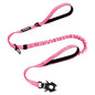 PetBonus Heavy Duty Tactical Dog Leash, 5 FT Bungee Shock Absorption Leash with 2 Padded Handles, Quick Release Metal Clip, Car Seatbelt, No Pull Training Lead for Large Medium Dogs（Pink） - color: Pink