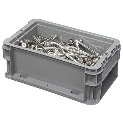Buckhorn SW120705F101000 Plastic Straight Wall Storage Container Tote, (12-Inch x 7-Inch x 5-Inch), Light Gray - size: 12" x 7" x 5"