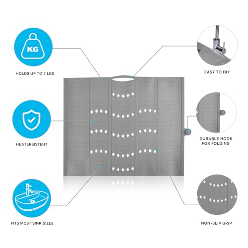 BRIAN & DANY Makeup Mat for Sink, Bathroom Sink Cover for Counter Space, Foldable Silicone Sink Mat Organizer Countertop RV Space Saver, Gray, 19.3" x 15.5" - color: Gray