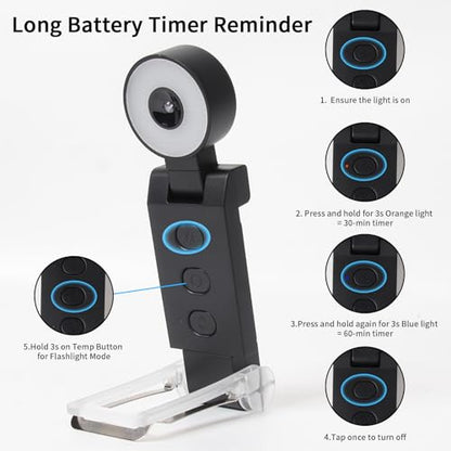 Book Light,USB Rechargeable Clip-On Reading Light,30 Adjustable Modes,Eye-Caring,Flashlight with Timer, Perfect for Book Lovers/Travel(Black, Round) - color: Black, size: Round