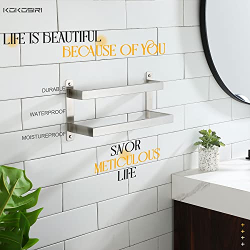 KOKOSIRI Hand Towel Bars 16 Inches Bathroom 2-Tiers Ladder Towel Rails Towel Holders Wall Mounted Towels Shelves Rack Brushed Stainless Steel, B5008BR-L16 - color: Brushed Nickel, size: 16-Inch