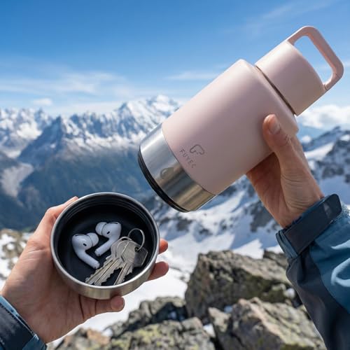 Dog Water Bottle 32oz, Insulated Stainless Steel Travel Water Dispenser with 2 Detachable Dog Bowls for Food and Water, Leak Proof Portable Pet Drinking Cup for Walking Hiking Camping - color: pink