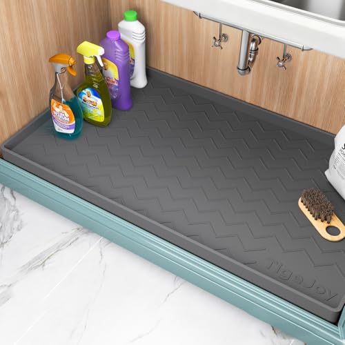 TigeJoy 40" x 22" Under Sink Mats for Kitchen Waterproof, Leak-Proof Silicone Mat Sink Protector and Cabinet Liner, Kitchen Essentials Organizer and Storage, Boot or Shoe Tray, Pet Feeding Mat - color: Dark Gray, size: 22"W x 40"L