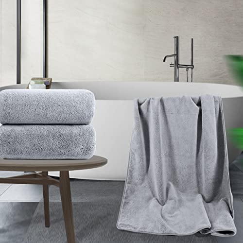 POLYTE Quick Dry Lint Free Microfiber Bath Sheet, 35 x 70 in, Pack of 2 (Gray) - color: Gray
