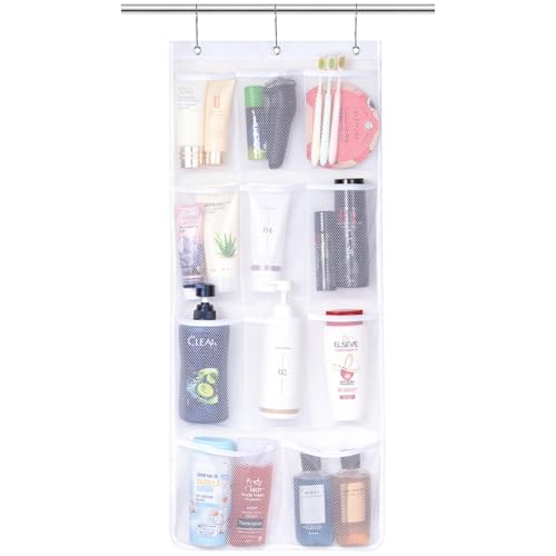 Lifewit Mesh Shower Caddy, 11 Pockets Hanging Shower Organizer with Quick Drying Mesh, Portable Space Saving Bathroom Organizer to Hold Soap, Shampoo and Cruise Ship Essentials, White, 1 Pack - size: 17" × 34"