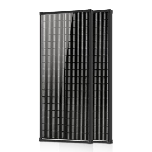200 Watt Solar Panel, 18BB N-Type 18V Solar Panel, 25% High Efficiency Monocrystalline PV Modules IP68 Waterproof for RV, Marine, Rooftop, Farm, Trailer, Home Off-Grid System, Black (100W-2pcs) - size: 100W-2PCS N-Type Solar Panel black