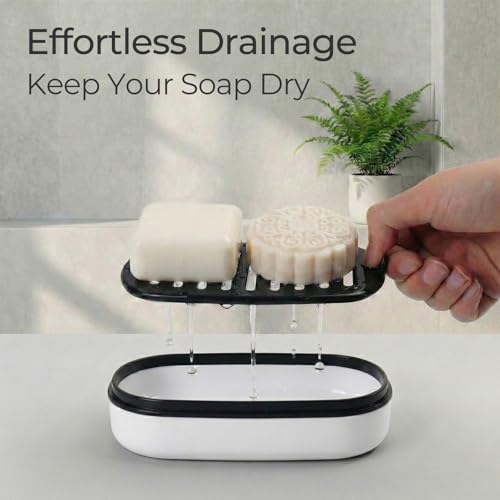 AIMAIAIMAI Shampoo Bar Holder Travel Case for Two Bars – Compatible with Kitsch Solid Shampoo & Conditioner Bars, Large Soap Container for Bathroom or Travel (1 Pack, White Style A-Large) - color: White Style A-large