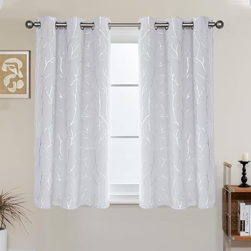 BUHUA Short Curtains 36 inches Long, Black Out RV Bunk Panels, Kitchen Window Curtains Over Sink, Thermal Insulating Blackout Drapes for Small Window (2 Panels, Greyish White, 38 inches Wide) - color: Greyish White, size: 38Wx36L
