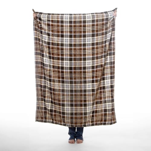 Carstens, Inc. Travel Blanket, Premium Compact 2-in-1 Airplane Blanket/Pillow, Grey & Chestnut Plaid - color: Grey & Chestnut Plaid, size: 50 inches x 60 inches