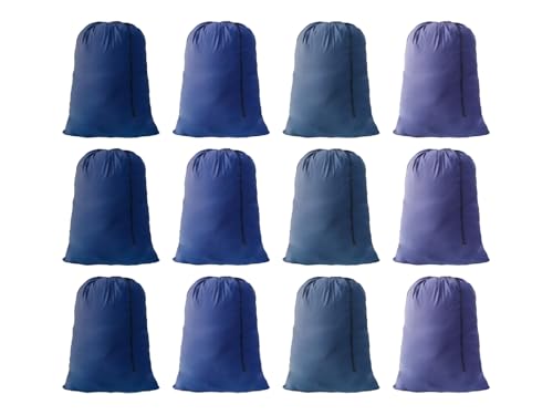 Extra Large Laundry Bag 30"x40" – 12 Pack Blue Drawstring Bags for College, Dorm, Family & Apartment – Heavy Duty Dirty Clothes Storage Set - color: Blue