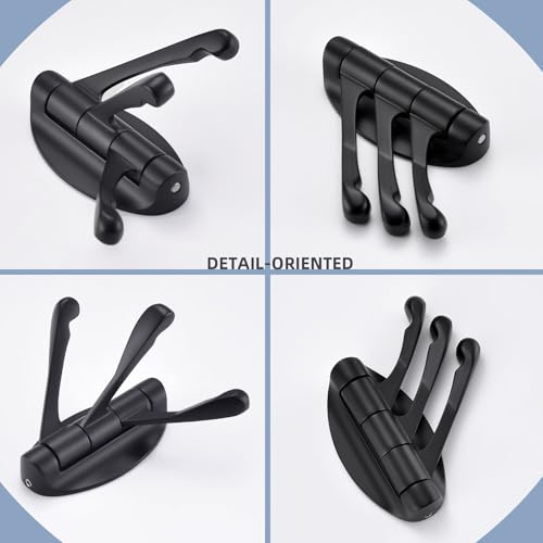 Angle Simple Towel Hook Matte Black 2 PCS, Metal Swivel Folding Robe Hook, Hand Towel Holder, Heavy Duty Clothes Hanger for Bathroom RV Wall Mount - color: Matte Black, size: 2 Pack
