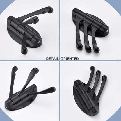 Angle Simple Towel Hook Matte Black 2 PCS, Metal Swivel Folding Robe Hook, Hand Towel Holder, Heavy Duty Clothes Hanger for Bathroom RV Wall Mount - color: Matte Black, size: 2 Pack