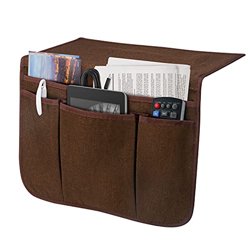 Bedside Caddy Bedside Storage Organizer Magazine Phone Tablet iPad Remote Holder, Organizer Caddy for Home College Dorm Bed, Sofa, Bunk Bed (Brown) - color: Brown