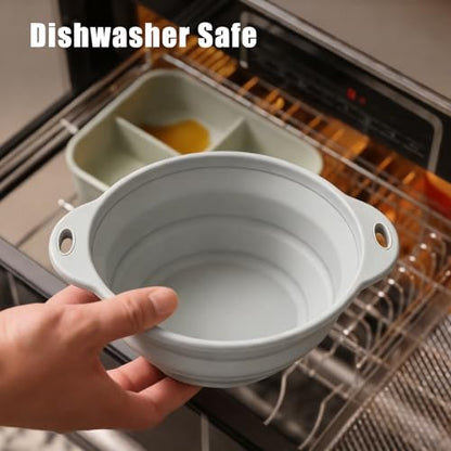 Collapsible Silicone Mixing Bowl - 1800ml(60 fl oz) - BPA Free, Dishwasher Safe, Non-Slip Base Space Saving for Kitchen, Camping & Travel (Blue) - color: Gray