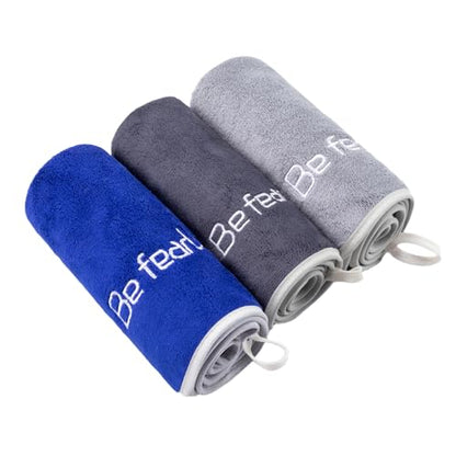 Microfiber Gym Towel Set for Men Women, Super Soft and Quick-Drying Towels for Fitness, Yoga, Cycling, Swimming (NavyBlue+CoolGrey+Grey, 3 Pack) - color: Navyblue+coolgrey+grey