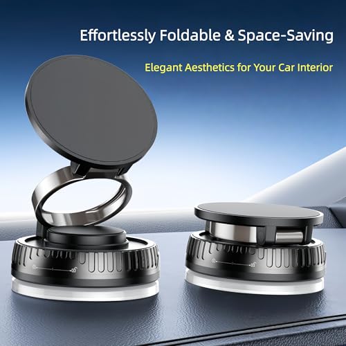 Magnetic Car Phone Mount for MagSafe: 360° Rotatable Adjustable Holder with Suction Cup, Universal Fit for Dashboards/Windshields/Glass, Compatible with iPhone 17/16/15 Series & Android - color: C. J36-White Base