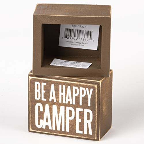 Primitives by Kathy Rustic Brown Box Sign, Happy Camper
