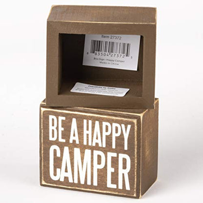 Primitives by Kathy Rustic Brown Box Sign, Happy Camper